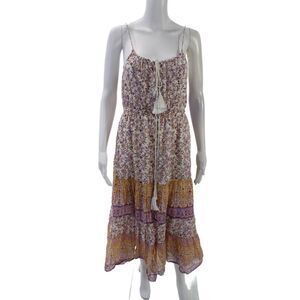 Arnhem Womens Floral Print Sleeveless A Line Sun Dress Purple Yellow 12